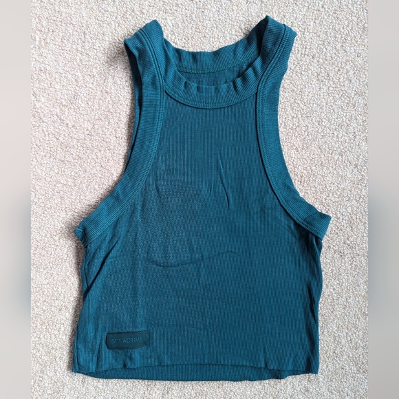 Set Active Ribbed Modal Racer Tank Size Small Mojito - Picture 1 of 2